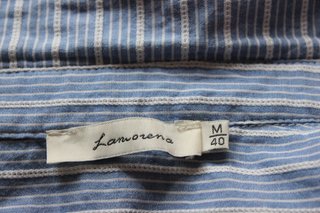 Camisa Lamorena Rayas Flores Bordadas Azul Rojo