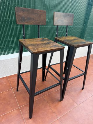 Taburetes Altos Madera y Metal