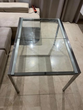 Mesa de centro cristal y metal