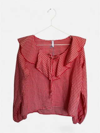 Blusa cuadros roja y blanca