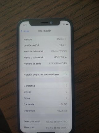 iPhone 12 mini 64GB Azul - Para piezas o reparar