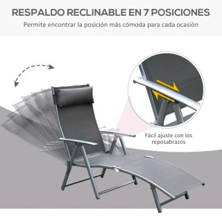 Tumbona de jardín plegable con respaldo ajustable