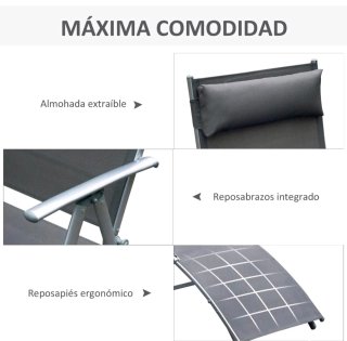 Tumbona de jardín plegable con respaldo ajustable