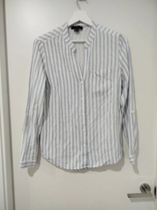 Camisa Rayas Azul y Blanca Talla S