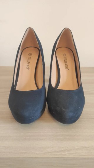 Scarpe con tacco scamosciate blu