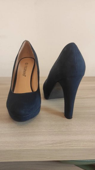 Scarpe con tacco scamosciate blu