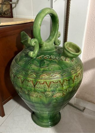 Cántaro de Úbeda verde con asas