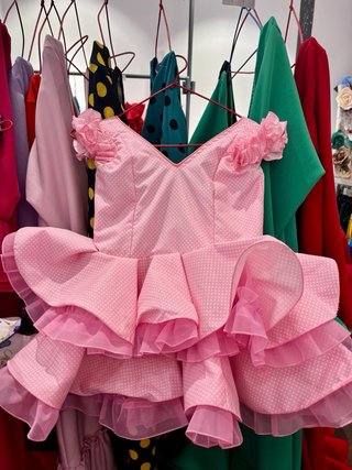 Traje de gitana rosa lunares talla 4