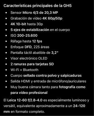 Panasonic GH5 + Accesorios