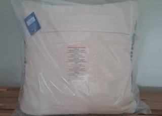 Cojín decorativo algodón beige y azul