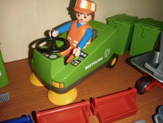 Playmobil-Operarios obra pública Reciclaje ciudad.