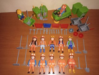 Playmobil-Operarios obra pública Reciclaje ciudad.