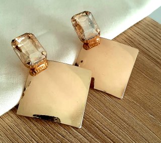Orecchini vintage quadrati con cristalli