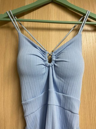 Vestito azzurro corto con rouches