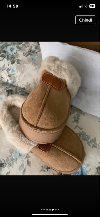 Pantofole eleganti calde beige/marrone taglia 40