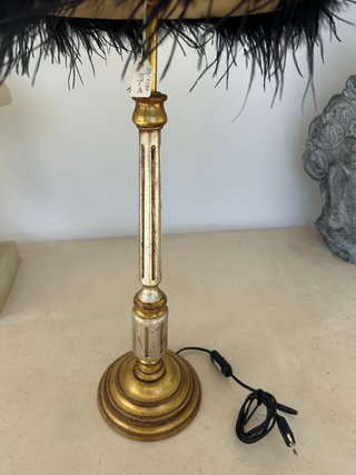 Lámpara Vintage Tela Leopardo Plumas