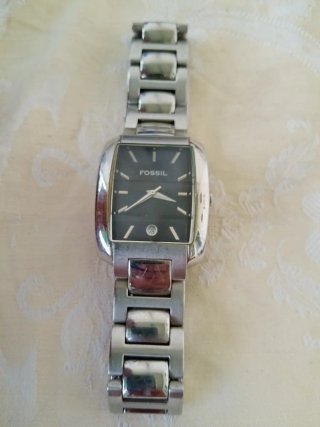 Orologio Fossil Uomo Quadrato Nero Argento