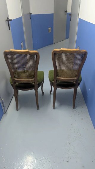 Juego de 2 Sillas Vintage Madera y Rattan