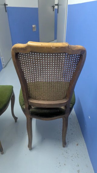 Juego de 2 Sillas Vintage Madera y Rattan