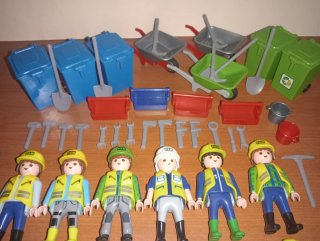 Playmobil-Operarios obra pública limpieza ciudad.
