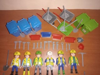 Playmobil-Operarios obra pública limpieza ciudad.