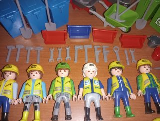 Playmobil-Operarios obra pública limpieza ciudad.