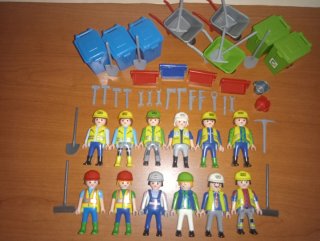 Playmobil-Operarios obra pública limpieza ciudad.