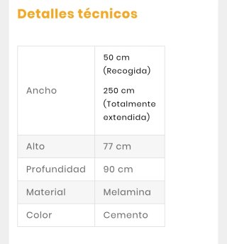 Mesa extensible color piedra