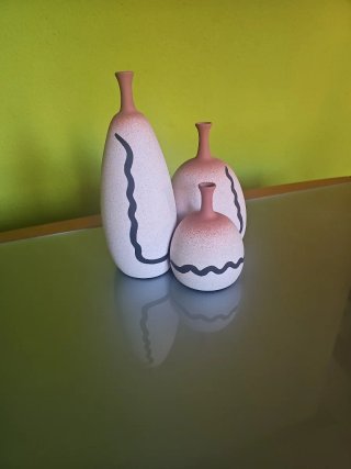 Conjunto de 3 jarrones decorativos cerámica