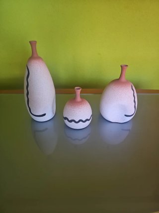 Conjunto de 3 jarrones decorativos cerámica