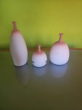 Conjunto de 3 jarrones decorativos cerámica