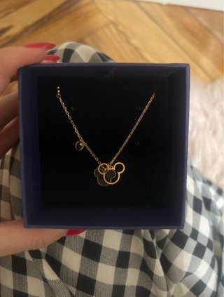 Collar Mickey Minnie Swarovski Dorado Negro