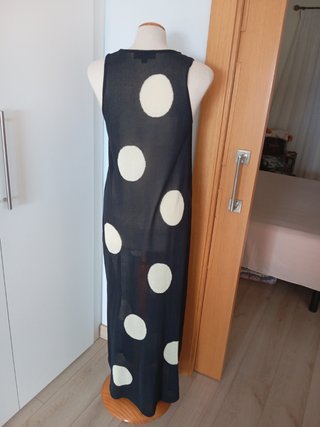 Vestido de punto negro con lunares talla L