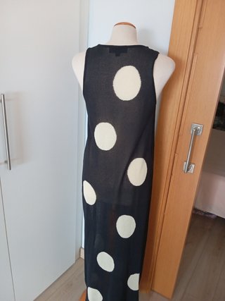 Vestido de punto negro con lunares talla L