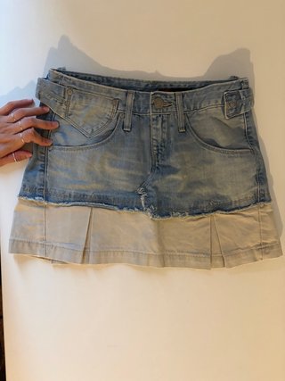 Minigonna vintage beige e blu