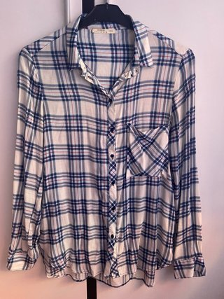 Camisa cuadros Bershka azul y blanco