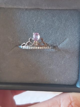 Anillo Tiara Zafiro Rosa Plata