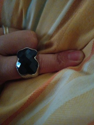 Anillo Tous Oso Negro y Plata