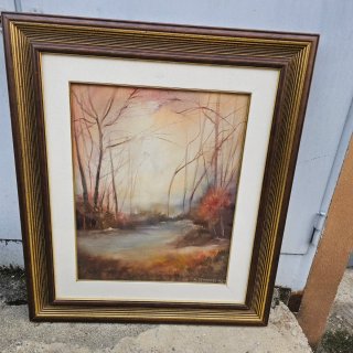 Quadro olio su tela A. Bergonzi 1974 Paesaggio