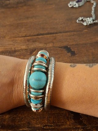 Bracciale morbido argento e turchese