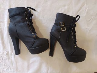 Botines plataforma negros cordones talla 37