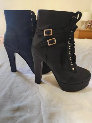 Botines plataforma negros cordones talla 37