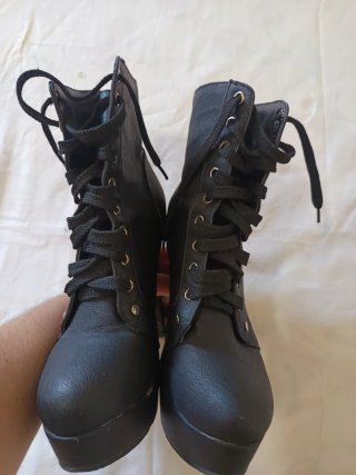 Botines plataforma negros cordones talla 37