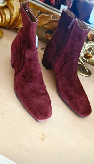 Botines Piel Burdeos Mango Talla 39