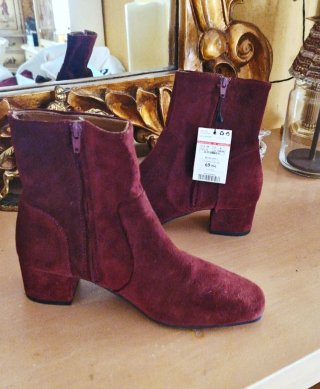 Botines Piel Burdeos Mango Talla 39