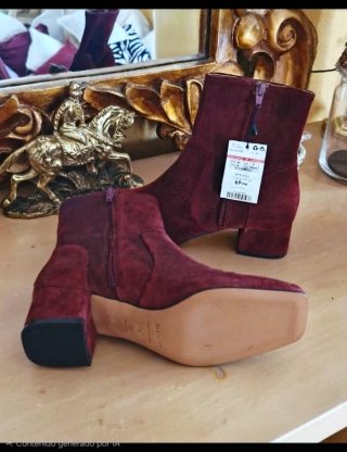 Botines Piel Burdeos Mango Talla 39