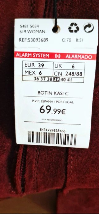 Botines Piel Burdeos Mango Talla 39