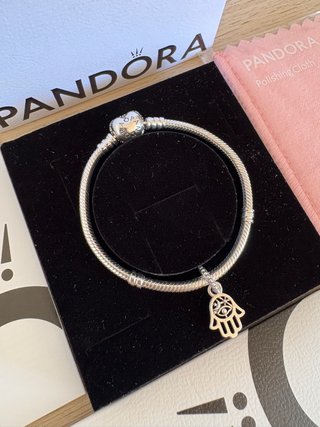 Pulsera Pandora Corazón Hamsa Ojo Plata