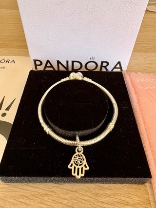 Pulsera Pandora Corazón Hamsa Ojo Plata