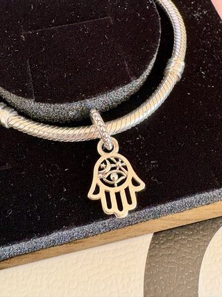 Pulsera Pandora Corazón Hamsa Ojo Plata